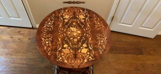 Vintage Rolling Bar Marquetry Inlay Trolly Drink Cart ITALY 6