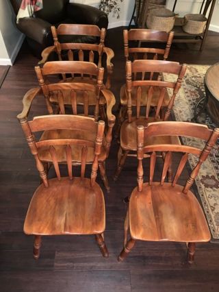 Cushman Colonial Creations Set of 6 Wooden Chairs,  Vermont.  Antique Vintage 6