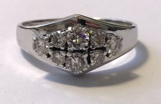 Vintage 18ct White Gold 0.  60ct Diamond Cluster Dress Ring 1960’s Post