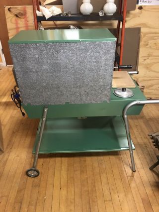 1960s VINTAGE STRUCTO BBQ WAGON CHARCOAL ROTISSERIE GRILL METALLIC GREEN 5