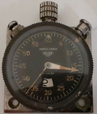 Vintage Heuer Monte Carlo Dashboard Mount Rally Timer Tachy Valjous 1 7748 Wwii