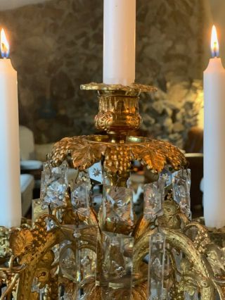 Antique Vintage Crystal Gilt Bronze Rococo Revival Candelabra - Stunning 2