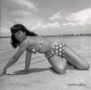 Bettie Page 1954 Camera Negative Bunny Yeager Estate Polka Dot Bikini
