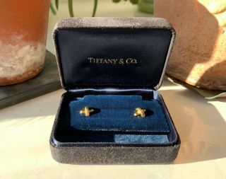 Tiffany & Co Vintage 18k Yellow Gold Cross Stitch Earrings - Rarely Worn