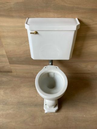 Antique Ceramic White Porcelain Complete Toilet Bowl Tank Lid Old Vtg 626 - 20E 3