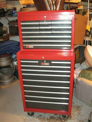 Vintage Sears Craftsman Red Metal 24 Drawer Tool Chest And Cabinet - Nr