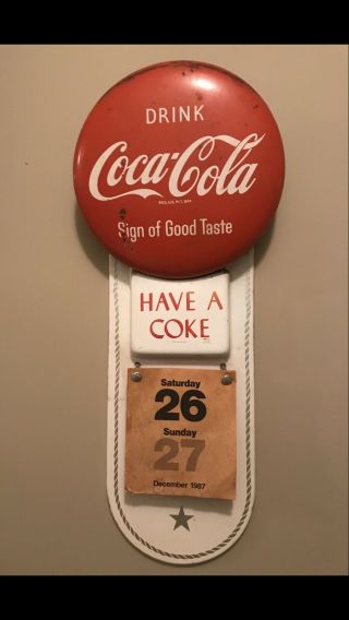 Rare Vintage 1950’s Coca Cola Soda Pop Button Calendar Pad Holder 20 