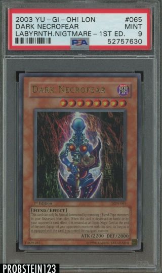 2003 Yu - Gi - Oh Lob Labyrinth Nightmare 1st Edition 065 Dark Necrofear Psa 9