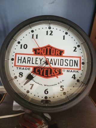 Harley - Davidson Vintage 20” Dealer Neon Light Up Large Wall Clock