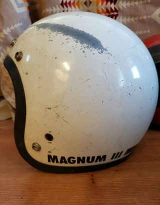 Vintage 1975 Bell Magnum Iii 3 Motorcycle Car Racing Helmet 7 3/8 White