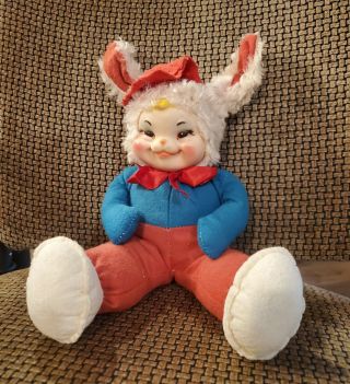 Rare Vintage Rushton Easter Bunny Rabbit 16” Plush Rubber Face