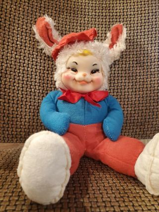 Rare Vintage RUSHTON Easter Bunny Rabbit 16” Plush Rubber Face 2