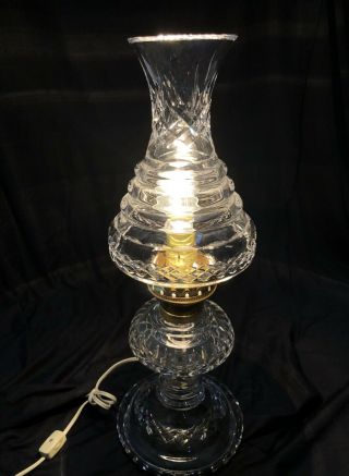 VINTAGE WATERFORD CRYSTAL HURRICANE Electric 2 Pc Table LAMP.  Irish Crystal. 2
