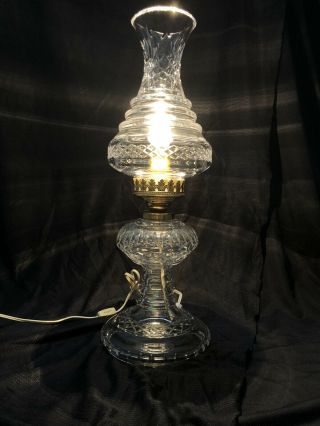 VINTAGE WATERFORD CRYSTAL HURRICANE Electric 2 Pc Table LAMP.  Irish Crystal. 3