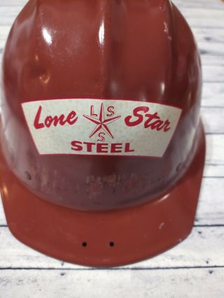 Vintage E D Bullard Co Hard Boiled Aluminum Hard Hat Lone Star Steel Broke Liner 2