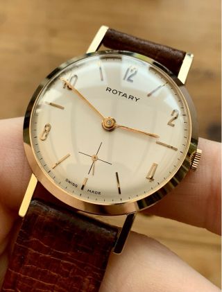 Vintage Men’s 1960 Rotary 9ct Solid Gold Strap And Box.  Stunning