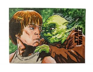 2018 Topps Star Wars Galaxy Sketch Card Luke Yoda By Richard Serrao
