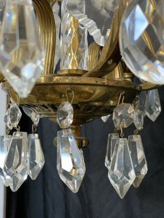 Antique Vintage French Crystal Bronze Brass Birdcage Chandelier Petite 4 Light 6