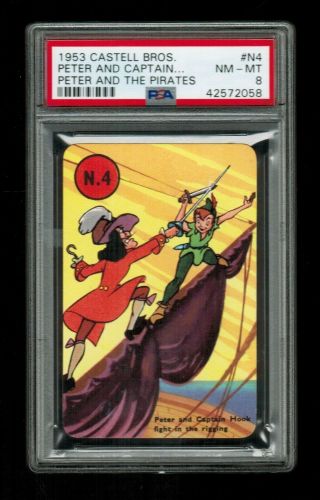 Psa 8 " Peter Pan And Captain Hook Fight " 1953 Disney Peter Pan Castell Card N4