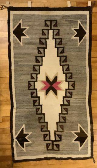 Vintage Native American Two Grey Hills Navajo Rug - Blanket