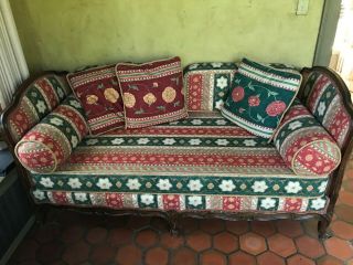 SPANISH REVIVAL 1920 ' s ANTIQUE ARTS & CRAFTS DAYBED,  DOWN - FILLED PILLOWS 2