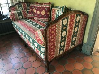 SPANISH REVIVAL 1920 ' s ANTIQUE ARTS & CRAFTS DAYBED,  DOWN - FILLED PILLOWS 6