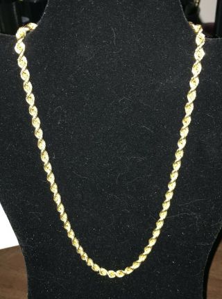Vintage 14k Yellow Gold Bbb 20.  5 " Rope Chain Necklace W/ Lobster Clasp,  10 G