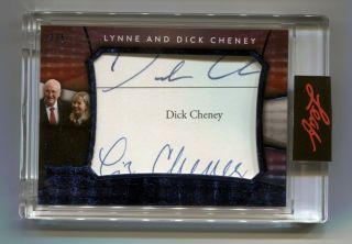 Lynne & Dick Cheney 2020 Leaf Decision Blue Foil Cut Signature Signed Auto 3/5