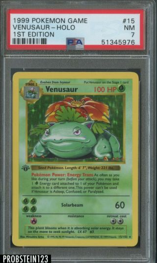 1999 Pokemon Game 1st Edition 15 Venusaur - Holo Psa 7 Nm