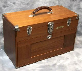 Vintage H.  Gerstner & Sons 7 Drawer Wooden Machinist Toolbox Chest W/key