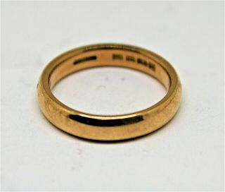 Vintage 22ct Yellow Gold Wedding Ring.  London 1922.  7.  5gms.