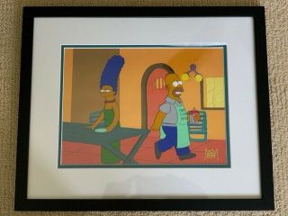 Simpsons Production Cel Of Homer And Marge From Treehouse Of Horror 1 (1990)