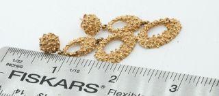 Vintage heavy 14K gold high fashion fancy textured drop dangle earrings 3