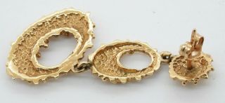 Vintage heavy 14K gold high fashion fancy textured drop dangle earrings 6
