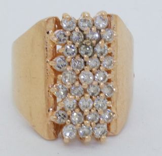 Vintage Heavy 14k Gold 1.  32ctw Diamond Cluster Cocktail Ring Size 7