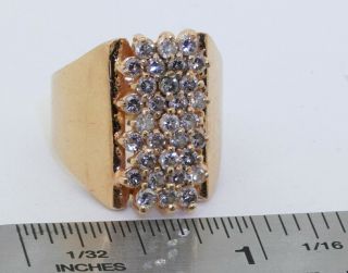 Vintage heavy 14K gold 1.  32CTW diamond cluster cocktail ring size 7 2