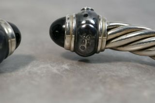 Vintage David Yurman Sterling Silver Black Sapphire Diamond Cable Hinge Bracelet 6