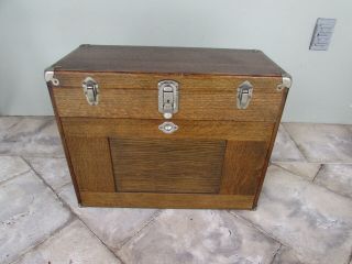 Vintage Oak Gerstner Machinist Tool Box 11 Drawer With Key