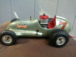 Real Mccoy Red Head Tether Car Gas Powered Vintage Racing W/ Bar