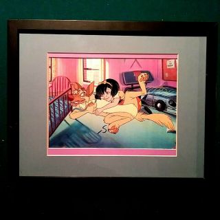 Charlie And Anne - Marie Bluth Studios Production Cel,  All Dogs Go To Heaven,  Framed
