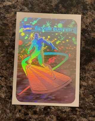 1990 Marvel Comics Heroes Holograms Card Silver Surfer Mh3 Nm -