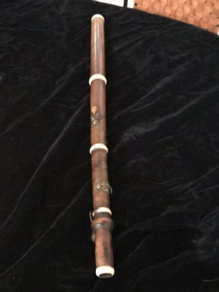 Vintage Firth Hall & Pond Baroque Burled Boxwood Flute Made In York (signed)