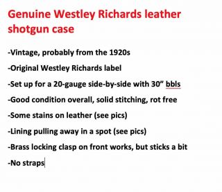 Vintage Westley Richards & Co leather shotgun case for a 20 - gauge side - by - side 4