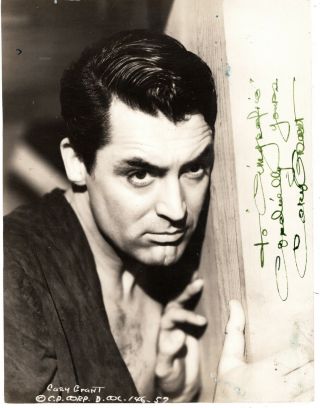 British - American Actor,  Hollywood Leading Man Cary Grant,  Signed Vintage Photo