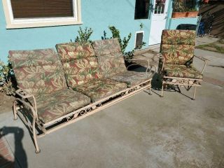 Vintage Wrought Iron Outdoor Glider And Chair