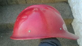 VINTAGE RED FIBERGLASS HARD BOILED BULLARD 502 Hard Hat IRONWORKER Steel NMA 3