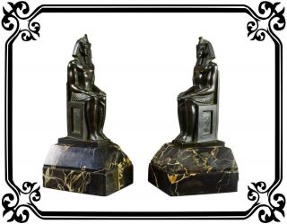 Vintage French Bronze Art Deco Bookends Pharaoh