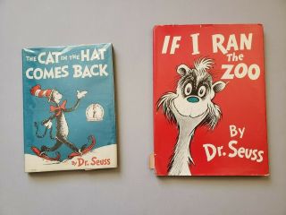 Vintage Dr.  Seuss Books The Zoo / Cat In Hat Comes Back 1950 1958