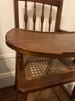 Antique Vintage Victorian High Chair 1800 ' s - 1860s Caned Seat. 4