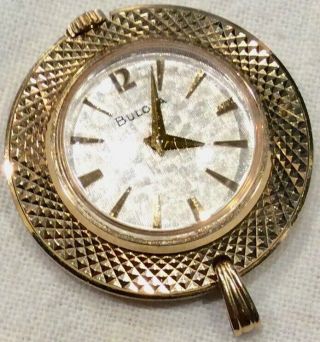 Very Rare 1950s Valuable Vintage Bulova Large 14k Solid Gold Pendant Watch